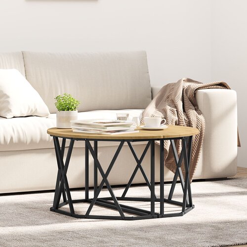 VidaXL Artisan hrast, Crna MDF, Metal Velik Dekorativni umetci Slike