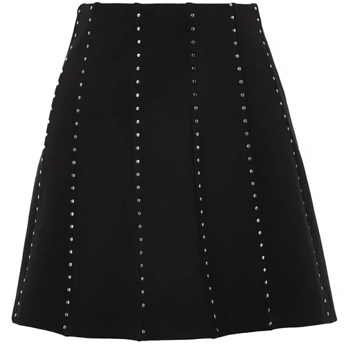 Trendyol Black Stone Accessory Mini Skater/Knitted Waistcoat Knitted Skirt