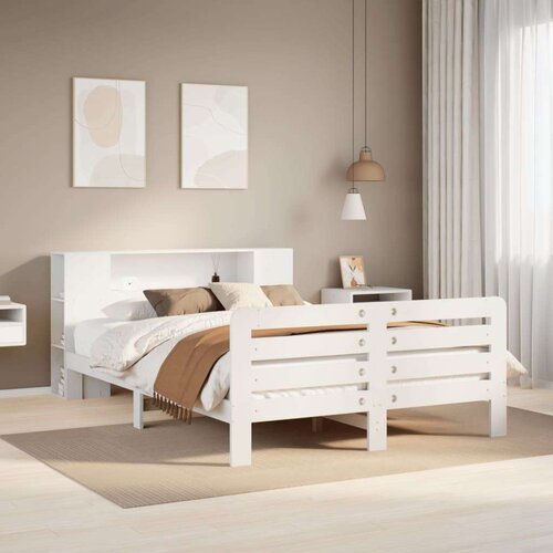 vidaXL Posteljni okvir brez vzmetnice bel 150x200 cm trdna borovina Cene