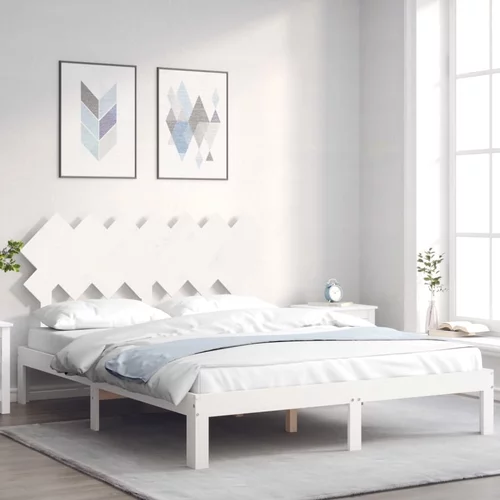  Okvir kreveta s uzglavljem bijeli 140 x 190 cm od masivnog drva