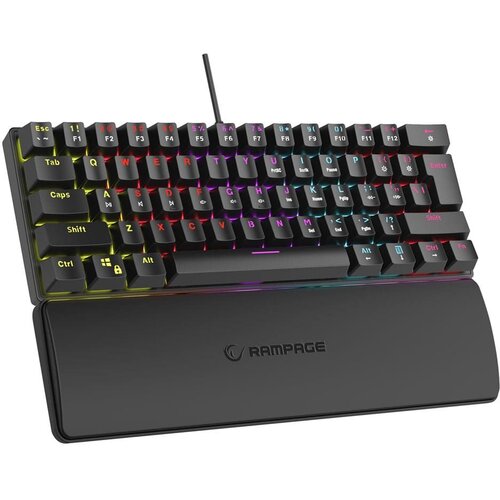Rampage Tastatura gaming PLOWER K60 Black US Layout Wrist Support Blue Switch Gaming Keyboard, 37257 Cijene