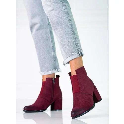 SHELOVET Maroon ankle boots for women on the post with elastic band Shelovet