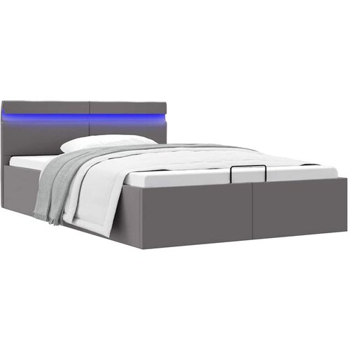 Furnova Dvižni posteljni okvir LED sivo umetno usnje 140x200 cm, (21935288) Slike