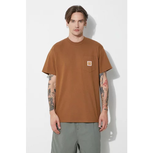 Carhartt WIP Pamučna majica S/S Field Pocket T-Shirt za muškarce, boja: smeđa, bez uzorka, I033265.HZXX