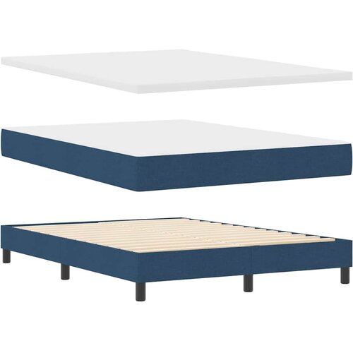  Krevet s opruga kutije s jastukom Plava 140 x 190 cm tkanina Slike