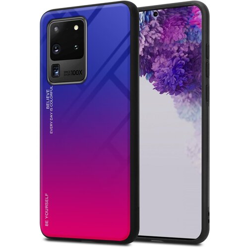 Cadorabo Ohi&amp;scaron;je, združljiv s Samsungom v vijolični - rdeči - dvobarvni za&amp;scaron;čitni pokrov iz silikona TPU in hrbta iz kaljenega stekla, (20570295) Slike