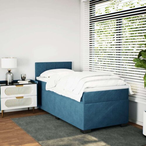 VidaXL Box spring krevet s madracem tamnoplavi 90x190 cm bar&amp;scaron;unasti Slike