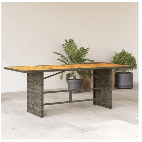 vidaXL Vrtni stol s pločom od drva bagrema sivi 190x80x75 cm poliratan Cene