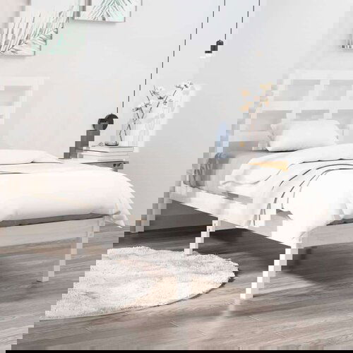  Posteljni okvir bel iz trdnega lesa 75x190 cm 2FT6, (20906220) Cene