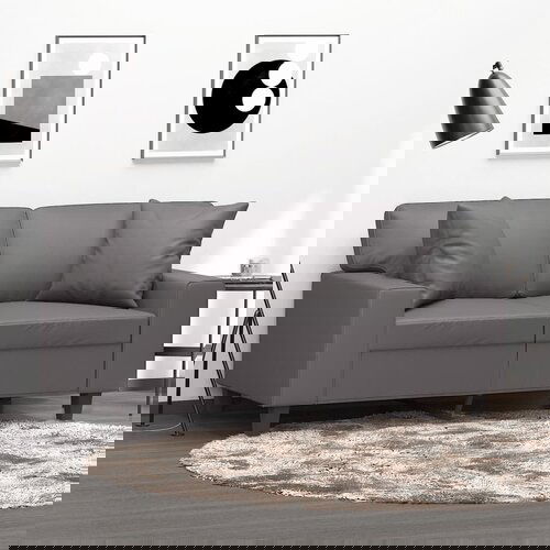 vidaXL Kavč dvosed z okrasnimi blazinami siv 120 cm umetno usnje Cene