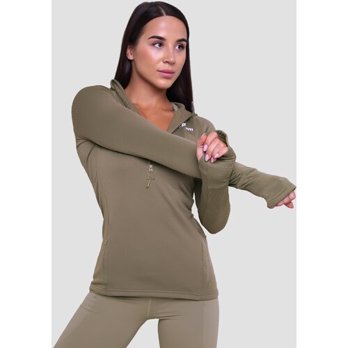 GymBeam ženska majica za trčanje 1/2 zip vetiver Slike
