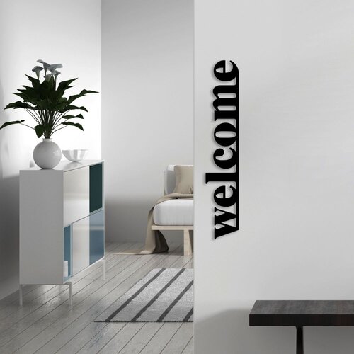 Wallity Zidna dekoracija Welcome, 70x13 cm, 1.5 mm, Crna Slike