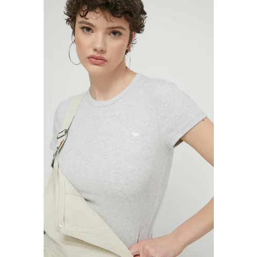 Abercrombie & Fitch Kratka majica ženski, siva barva