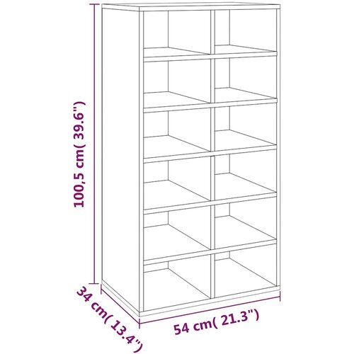  Stalak za cipele boja hrasta 54x34x100,5 cm konstruirano drvo Smeđa Slike