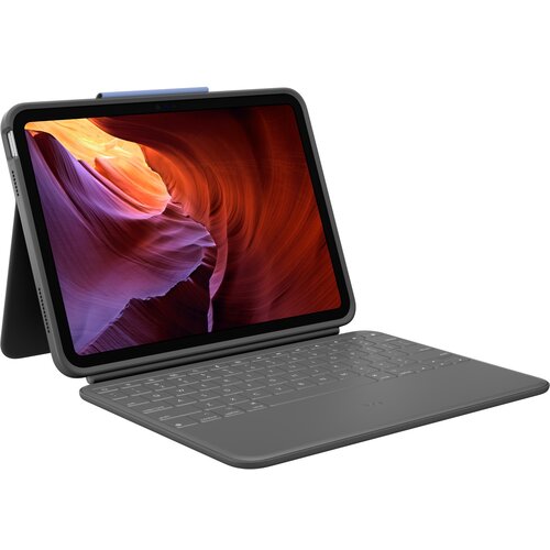Logitech rugged folio - za&amp;scaron;titno kući&amp;scaron;te s integriranom tipkovnicom za ipad 10th gen qwertz de siva Slike