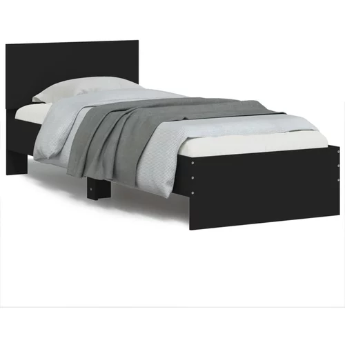  Okvir kreveta s uzglavljem crni 90 x 200 cm konstruirano drvo