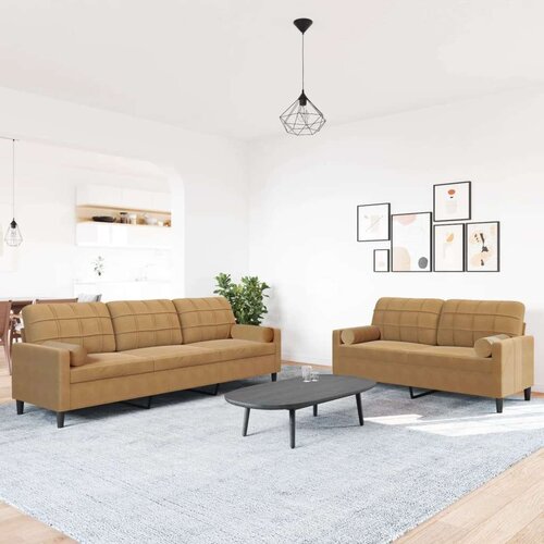 VidaXL 2-dijelni set sofa s jastucima smeđi bar&amp;scaron;unasti Slike