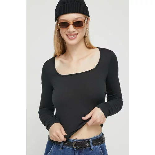 Hollister Co. Majica z dolgimi rokavi ženski, črna barva