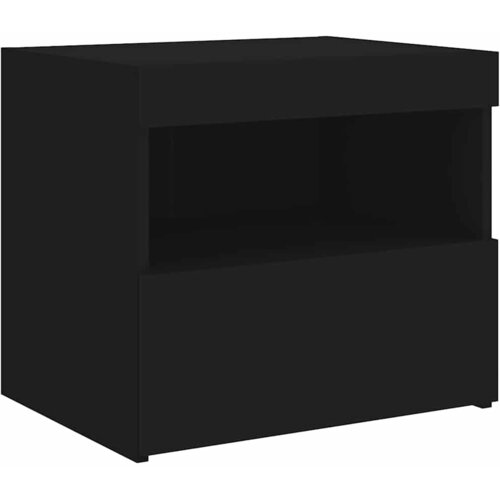  Noćni ormarići s LED svjetlima 2 kom crni 50 x 40 x 45 cm Slike