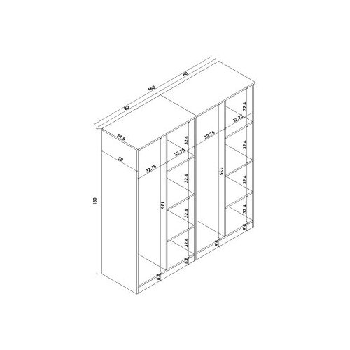 Hanah home Ormar Kardelen 1600-115, 160x180x51.8 cm, , Smeđa Slike