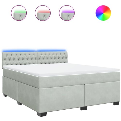 vidaXL Box spring postelja z vzmetnico svetlo siva 180x200 cm žamet, (21308814) Cene