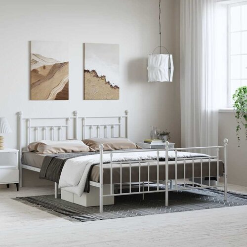  Metalni okvir kreveta uzglavlje i podnožje bijeli 183x213 cm Cene