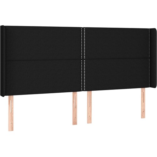  LED uzglavlje crno 163 x 16 x 118/128 cm od tkanine Slike