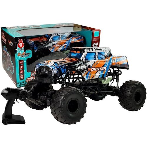 Buggy na daljinsko upravljanje Monster X 2.4G 4x4 57cm - narančasto/plavi Slike