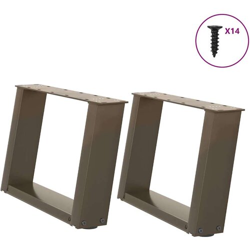  Noge za stolić U-oblika 2 kom Prirodni čelik 40x(30-31)cm čelik Slike