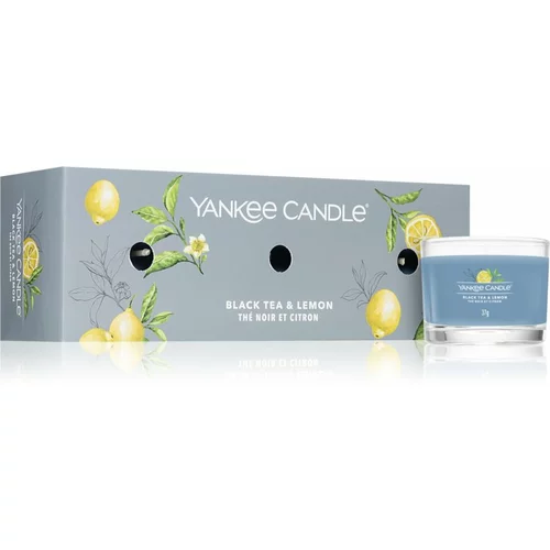 Yankee Candle Black Tea & Lemon darilni set dišeča svečka 3 x 37 g unisex