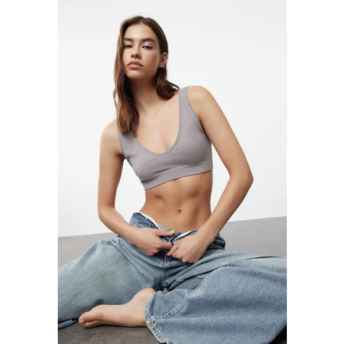 Trendyol Gray Seamless Cupless Bralette Knitted Bra