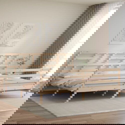 VidaXL Okvir kreveta s uzglavljem 200 x 200 cm od masivnog drva Slike