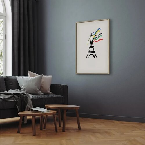  Slika - Eiffel Tower and Colorful Ribbons 80x120 U prirodnom drvenom okviru Slike