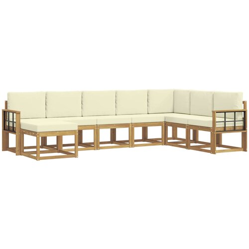  Set vanjskih sofa 8 kom. Bijela i krem Smeđa 306 x 187,5 x 73 cm Slike