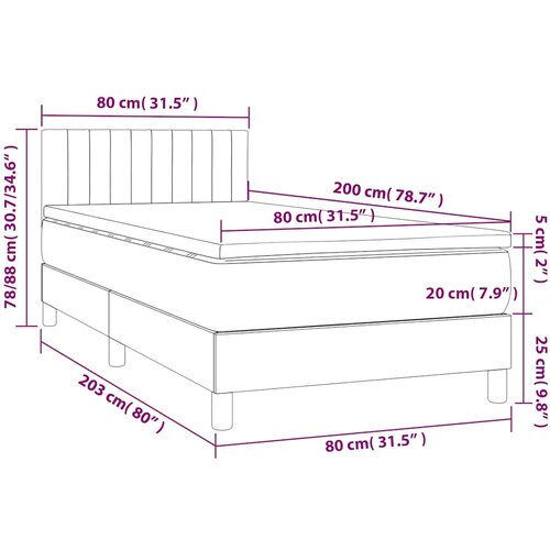  box spring s madracem LED tamnoplavi 80 x 200 cm bar&amp;scaron;un Slike