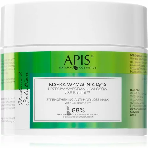 Apis Natural Cosmetics Natural Solution 3% Baicapil maska za učvršćivanje za tanku kosu sklonu opadanju 200 ml