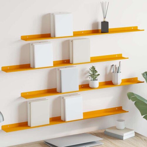  Polica na zidu s policom Zidne 4 pcs Žuta 100 x 9 x 2 5 cm - žuta boja senfa 100 x 9 cm 4 Cijene
