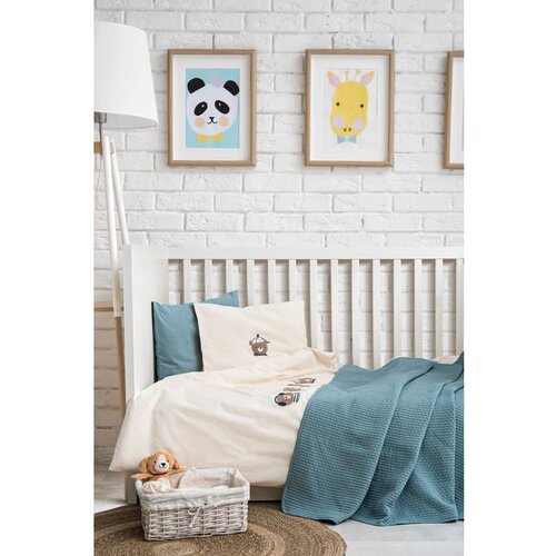  mr. bear - turquoise turquoise baby quilt cover set Cene