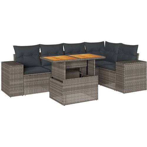  6-dijelni set vrtnih sofa od poliratana s jastucima sivi Slike