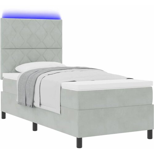 LED Box Spring Krevet Svijetlo siva 100 x 200 cm Bar&amp;scaron;un Slike