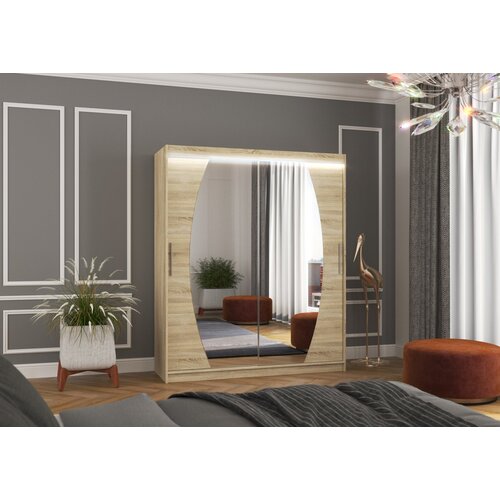 ADRK Klizni ormar s ogledalom BALTIMORE 180 cm - SONOMA-SONOMA HRAST Cene