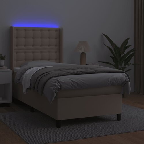  box spring madrac LED cappuccino 100x200cm umjetna koža Slike