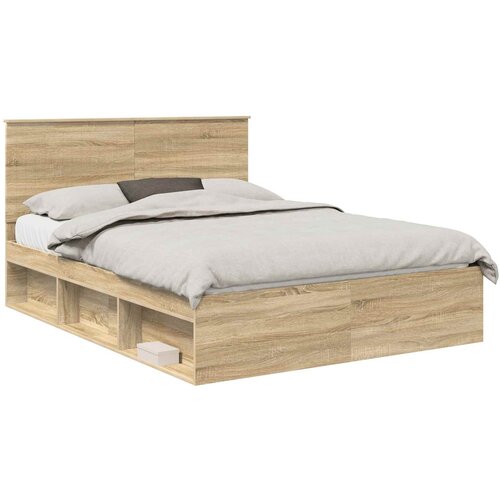vidaXL Konstrukcija postelje z vzglavjem Sonoma hrast 150 x 200 cm, (5000103151) Cene