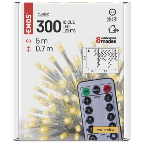 Emos Novogodi&scaron;nji LED svetlosni lanac - Ledenica 300 LED dioda, 5 m, Beli Cene