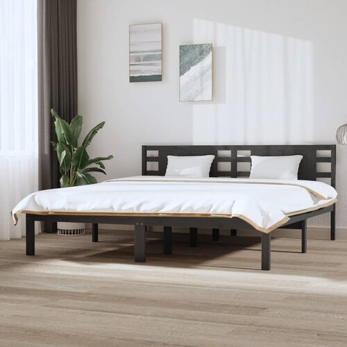 Furnova Posteljni okvir siv iz trdne borovine 200x200 cm, (21936475) Slike