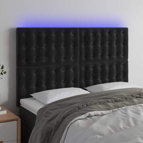  LED uzglavlje crno 144x5x118/128 cm baršunasto Cene