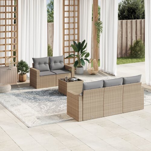 vidaXL 6-dijelni set vrtnih sofa s jastucima bež od poliratana Cijene