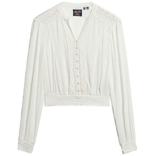 Superdry Topi & Bluze Blouse &agrave; bordure en dentelle et manches longues Modra Cene
