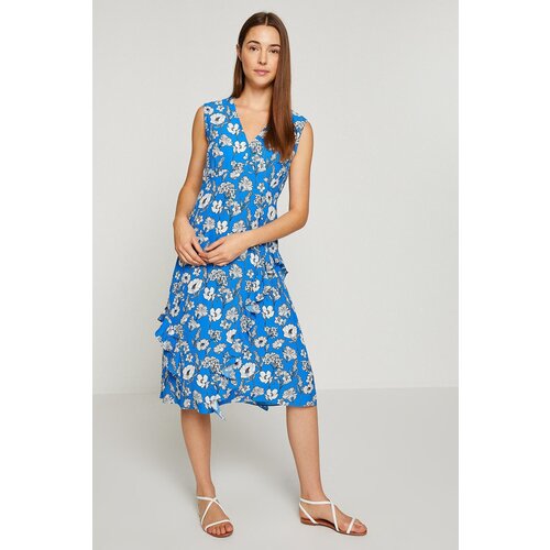 Koton Women&amp;#039;s Blue V-Neck Midi Dress Slike