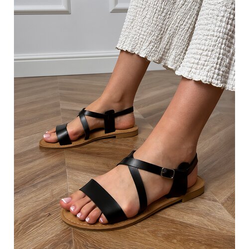 D/CEO Black flat sandals with strap Kallis Slike